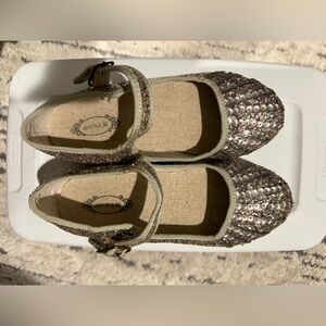Joyfolie Hazel Mary Jane Flats Girls Size 2 Gold Glitter Sequin Dress Shoes